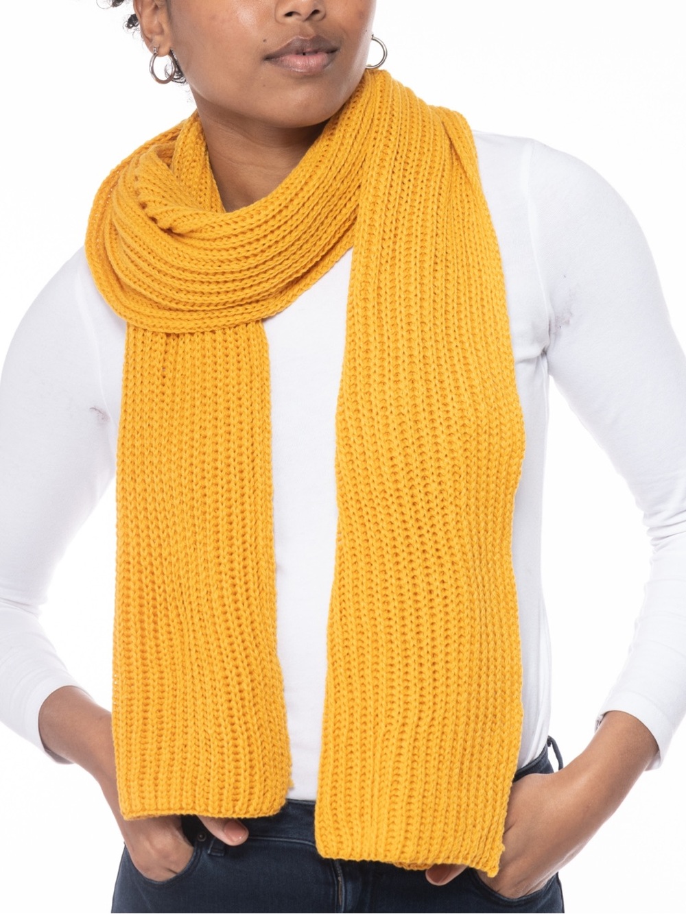 Style & Co. Ribbed Knit Scarf in Mustard